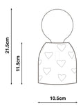 Pink Hearts Table Lamp ceramic and glass decor - British product