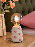 Pink Hearts Table Lamp ceramic and glass decor - British product