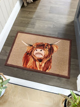 Next My Mat Brown Highland Cow Indoor Mat 50x75cm- Buy online at McGrocer