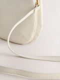 White leather scoop cross-body bag with adjustable strap, UK version