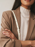 White leather scoop cross-body bag with adjustable strap, UK version