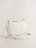 White leather scoop cross-body bag with adjustable strap, UK version