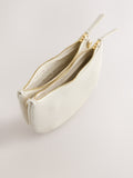 White leather scoop cross-body bag with adjustable strap, UK version