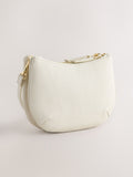 White leather scoop cross-body bag with adjustable strap, UK version