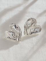 Next Posh Totty Designs Personalised Fortune Heart Stud Earrings Sterling Silver 2cm- Buy online at McGrocer