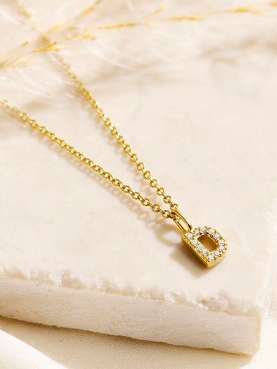 Next Posh Totty Designs Gold Tone CZ Initial Necklace- Buy online at McGrocer