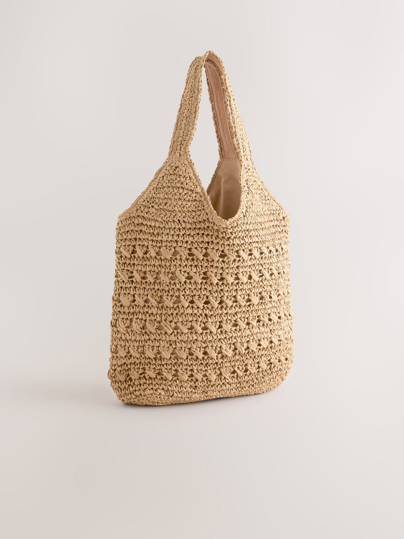 Natural raffia effect shoulder bag (British brand)