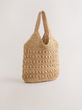 Natural raffia effect shoulder bag (British brand)