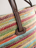 Le Marais stripe shoulder bag with raffia effect, imported from the UK