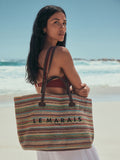 Le Marais stripe shoulder bag with raffia effect, imported from the UK