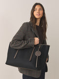 Black nylon shoulder bag with zip pocket, tote style (British brand)