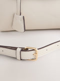 White belted hand-held bag with lock opening, 21cm - British product