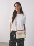 White belted hand-held bag with lock opening, 21cm - British product