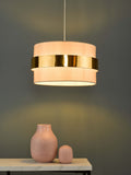 Dar Lighting Oki taupe cotton ceiling light 38cm, UK version
