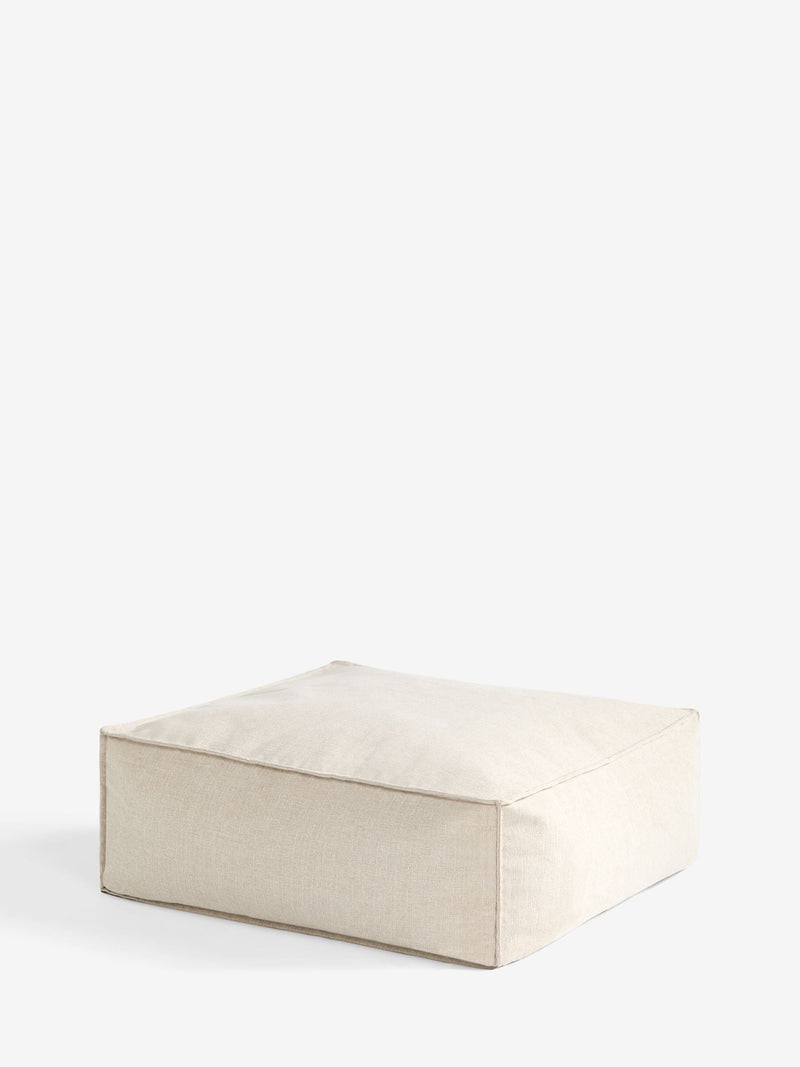 Large tweedy plain square pouffe 80cm, imported from the UK