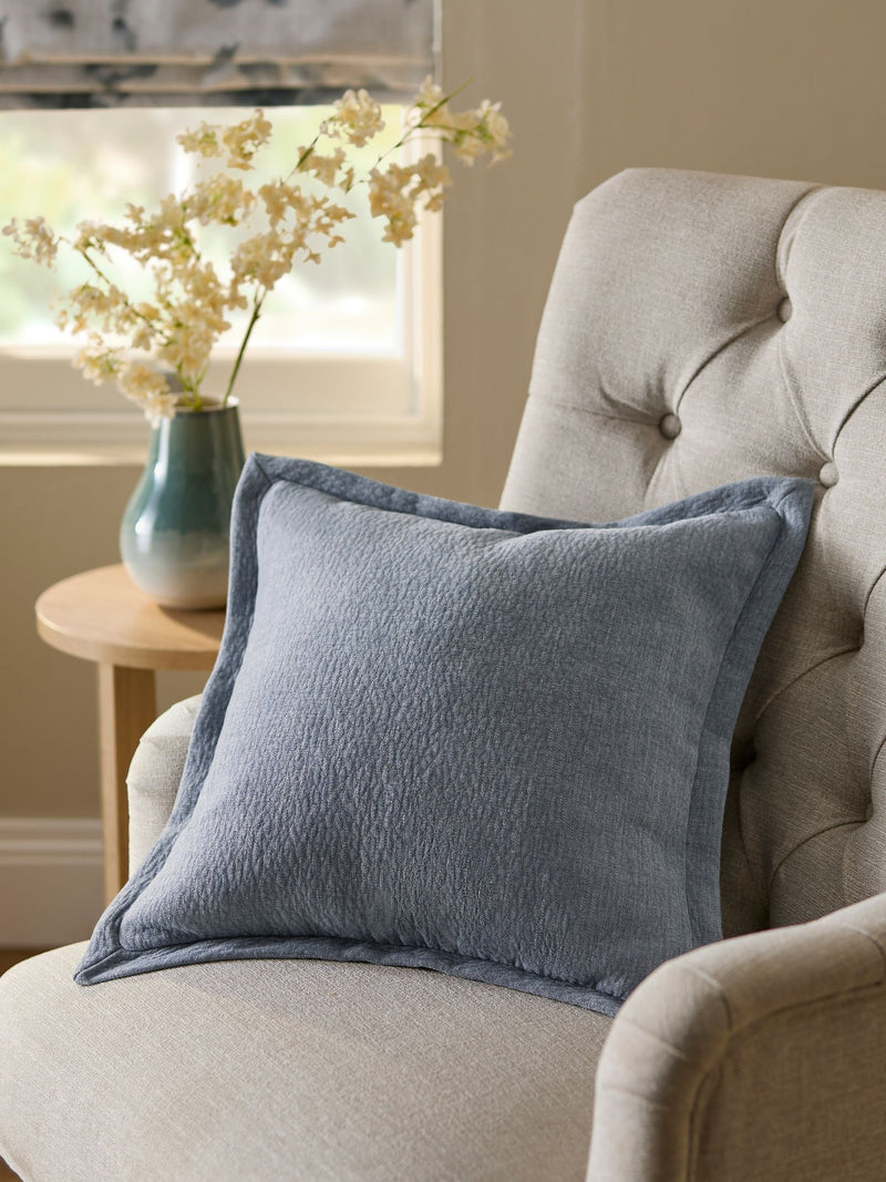 Blue 50 x 50cm Burford Flange Edge Cushion