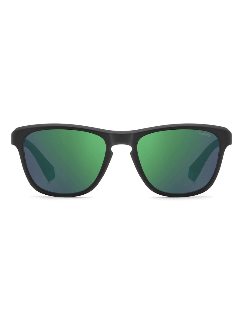 Polaroid Black Panthos sunglasses with green mirrored lenses (British brand)