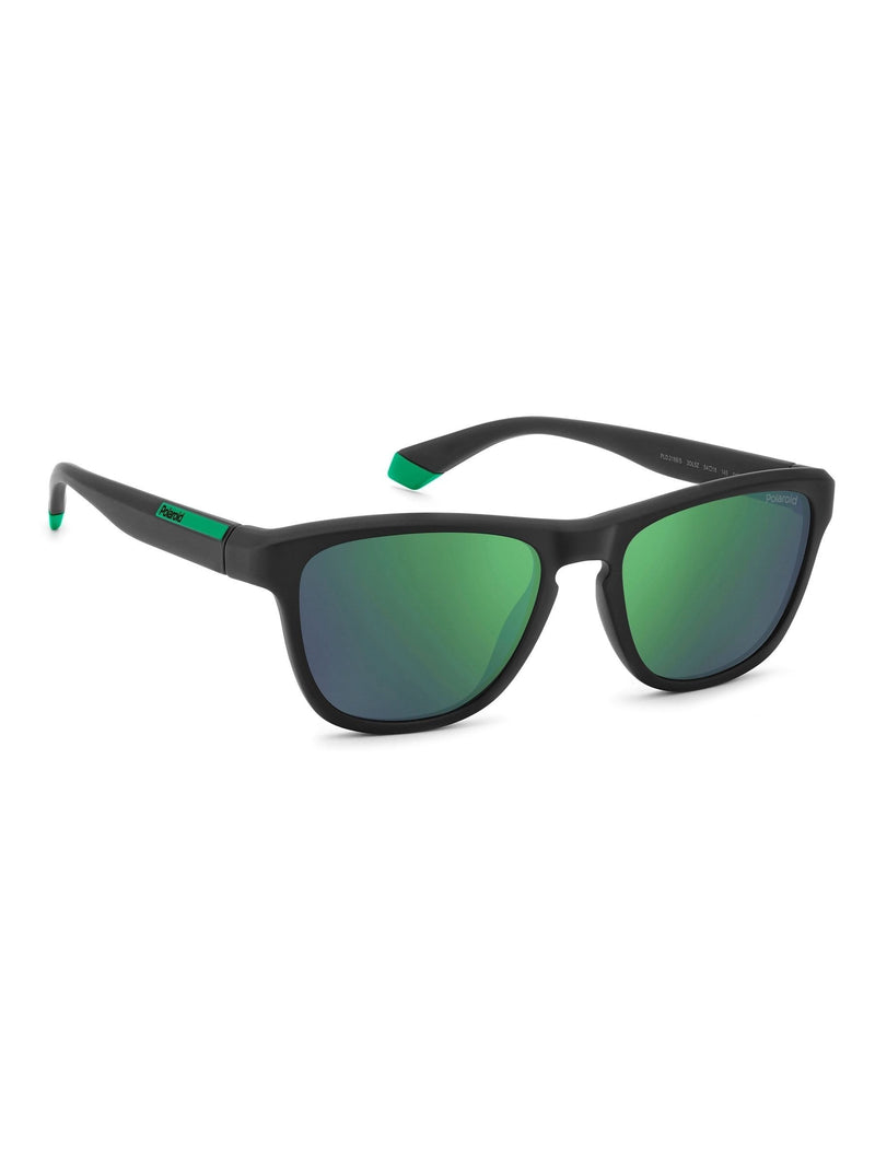 Polaroid Black Panthos sunglasses with green mirrored lenses (British brand)