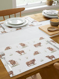 Catherine Lansfield Natural Angus Highland Cow cotton placemat 30x46cm - British product