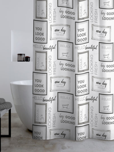 Next Catherine Lansfield Grey Black Relax and Unwind Shower Curtain One Size- Buy online at McGrocer
