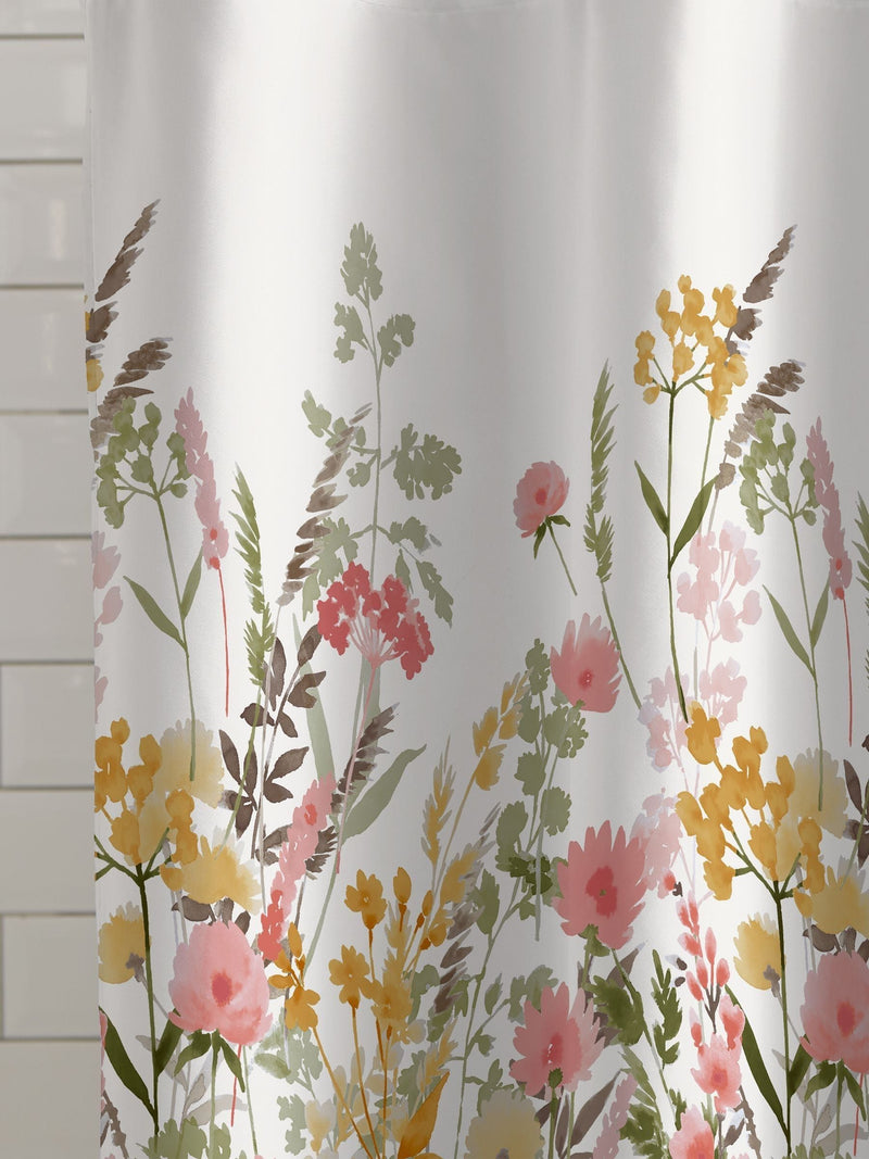 Catherine Lansfield pink countryside floral shower curtain one size - British product