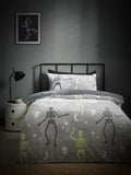 Catherine Lansfield Grey Halloween Skeleton Fleece Duvet Cover Set - British product