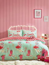 Next Catherine Lansfield Green Santas Howdy Christmas Reversible Duvet Cover Set- Buy online at McGrocer