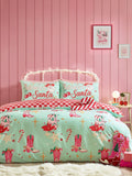 Catherine Lansfield Green Santas Howdy Christmas reversible duvet cover set - British product