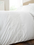 White Embroidery Floral Cotton Duvet Cover Set - British product