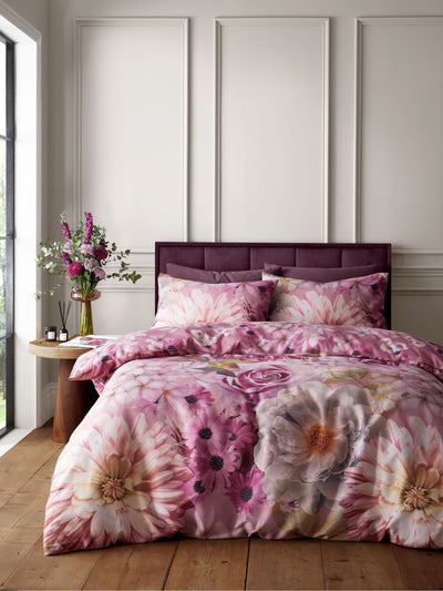 Catherine Lansfield RHS Pink Rosemoor Floral So Soft Non-Iron Duvet Cover Set