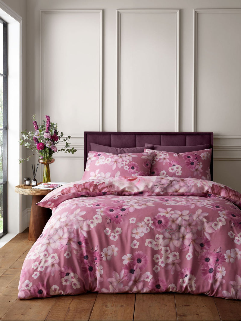 Catherine Lansfield pink Rosemoor floral duvet cover set, imported from the UK