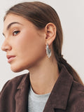 Burnished silver tone drop hoop earrings, imported from the UK