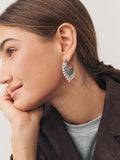 Burnished silver tone drop hoop earrings, imported from the UK