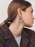 Burnished silver tone drop hoop earrings, imported from the UK