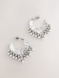 Burnished silver tone drop hoop earrings, imported from the UK