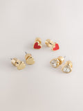 Red Heart stud earrings 3 pack heart-shaped (British brand)