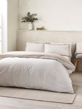 Catherine Lansfield natural Oxford pinstripe reversible duvet cover set - British product