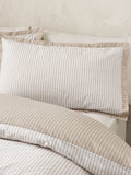 Catherine Lansfield natural Oxford pinstripe reversible duvet cover set - British product