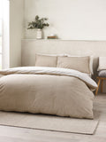 Catherine Lansfield natural Oxford pinstripe reversible duvet cover set - British product