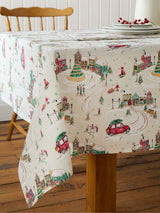Next Catherine Lansfield Natural Christmas Town Cotton Tablecloth 178cm Width- Buy online at McGrocer