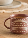 Natural Artisan geometric stacking mugs with wire stand set of 4, UK version