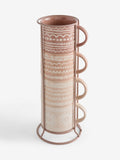 Natural Artisan geometric stacking mugs with wire stand set of 4, UK version