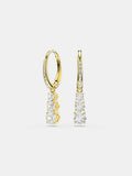 White Gold Tone Hoop Earrings with Clear Zirconia Stones