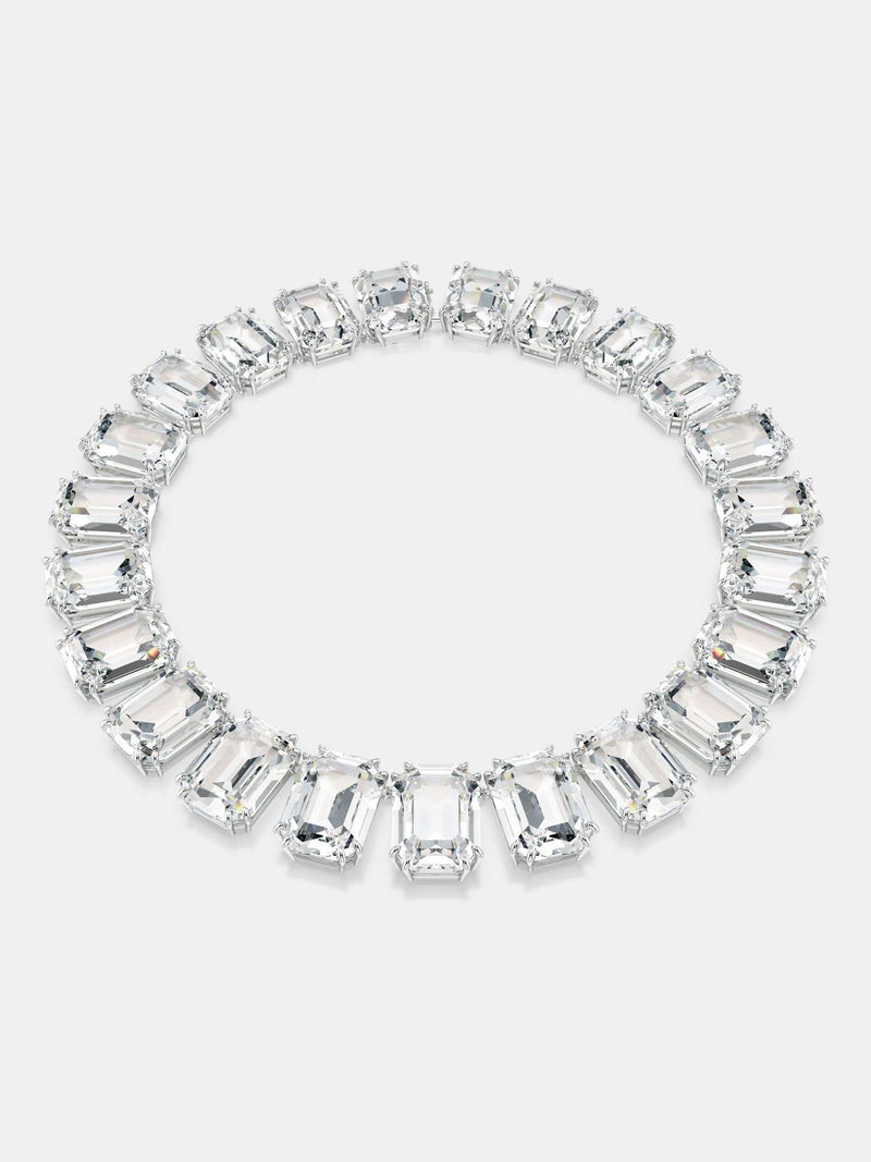 Swarovski White Rhodium Plated Crystal Tennis Necklace (British brand)