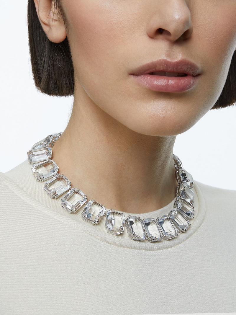 Swarovski White Rhodium Plated Crystal Tennis Necklace (British brand)
