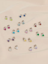 Next Sterling Silver Birthstone Heart Stud Earrings- Buy online at McGrocer