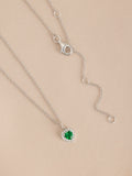 Sterling silver heart pendant necklace with cubic zirconia, UK version