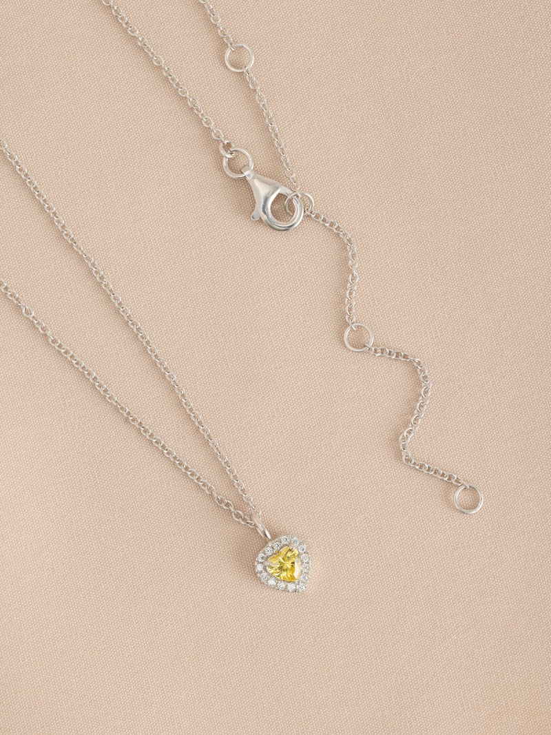 Sterling silver heart pendant necklace with cubic zirconia, UK version