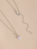 Sterling silver heart pendant necklace with cubic zirconia, UK version