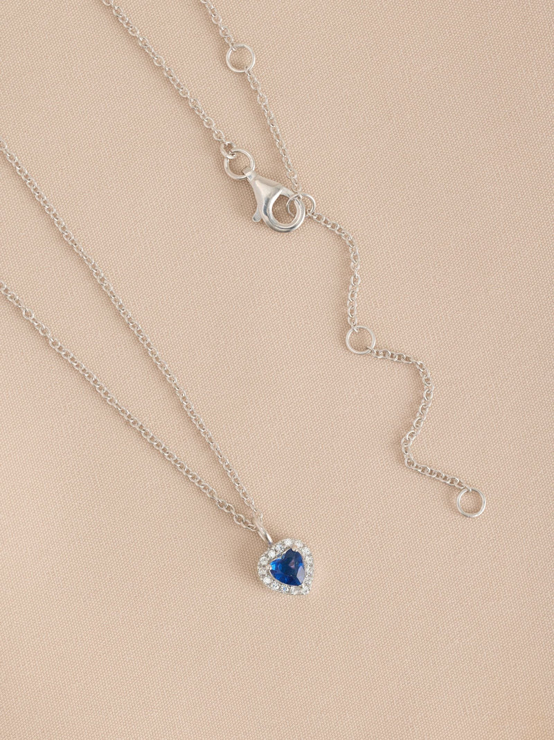 Sterling silver heart pendant necklace with cubic zirconia, UK version